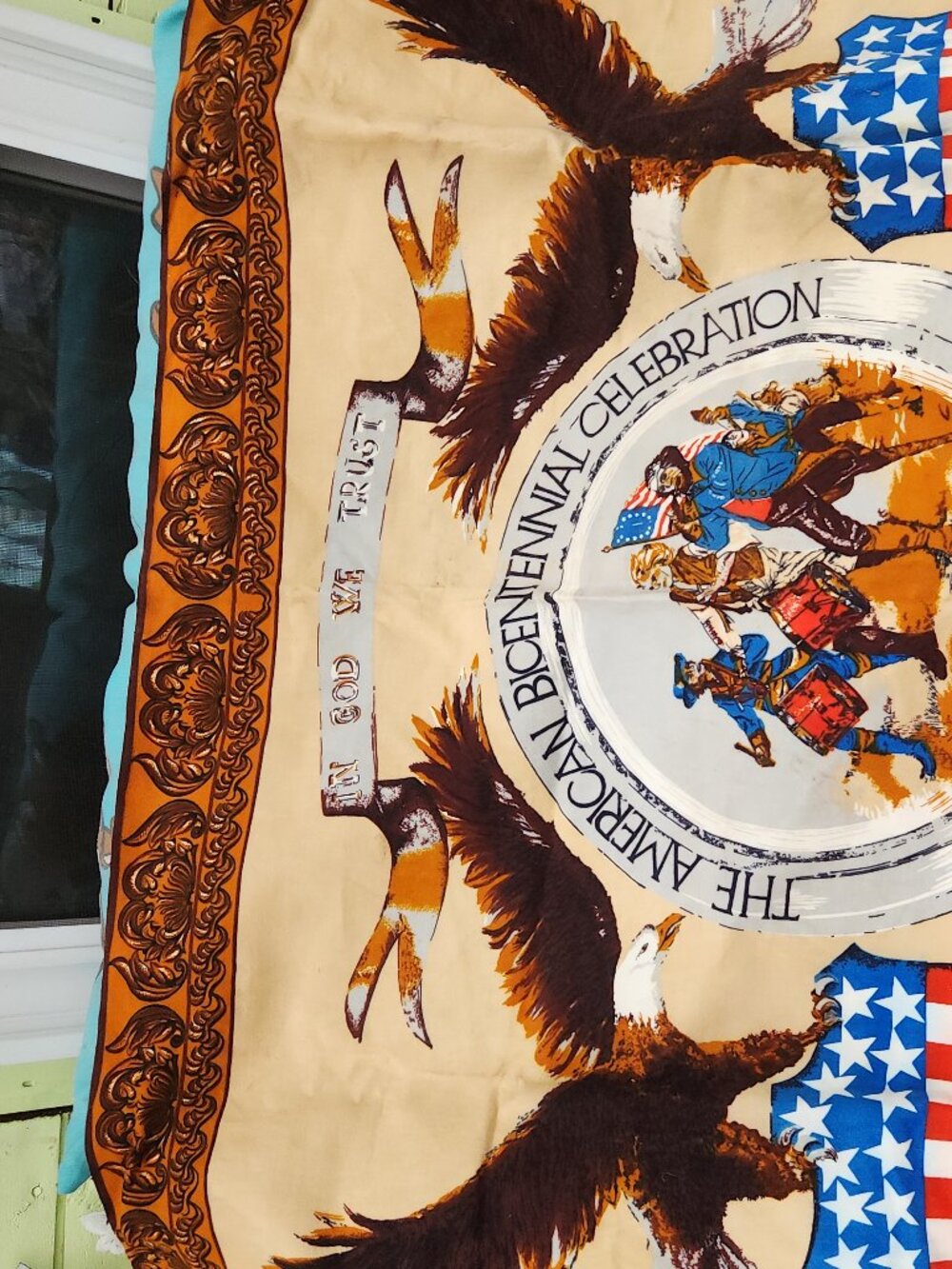 AMERICAN BICENTENNIAL 1776-1976 WALL TAPESTRY EXCELLENT CONDITION  38" x 57"